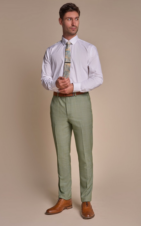Cavani Caridi Check Trousers - Sage Green - jjdonnelly