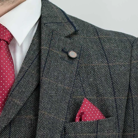 Cavani 3 Piece Check Tweed Suit - Grey - jjdonnelly
