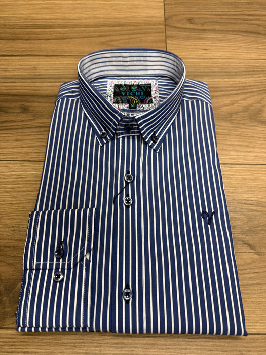 Vichi Tailored Fit Striped Shirt - Navy