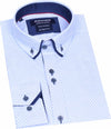 Advise Tailored Printed Stretch Shirt - Blue - jjdonnelly