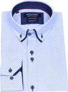 Advise Tailored Printed Stretch Shirt - Blue - jjdonnelly