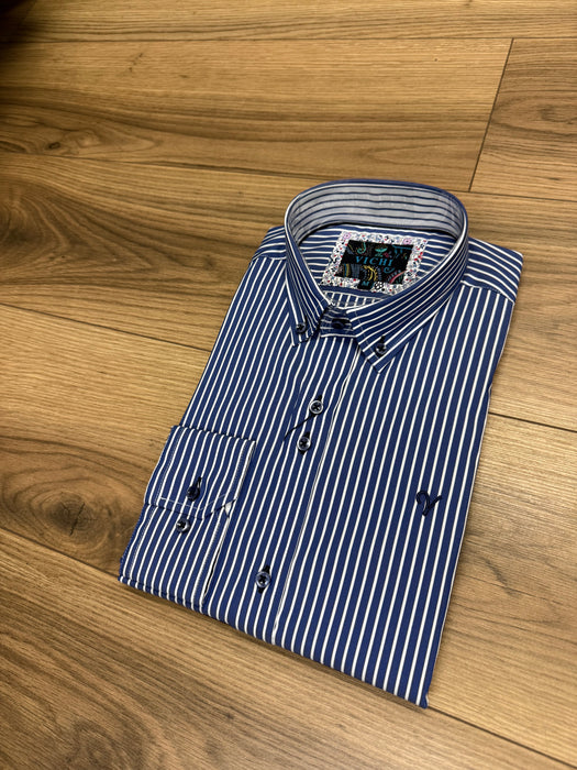 Vichi Tailored Fit Striped Shirt - Navy