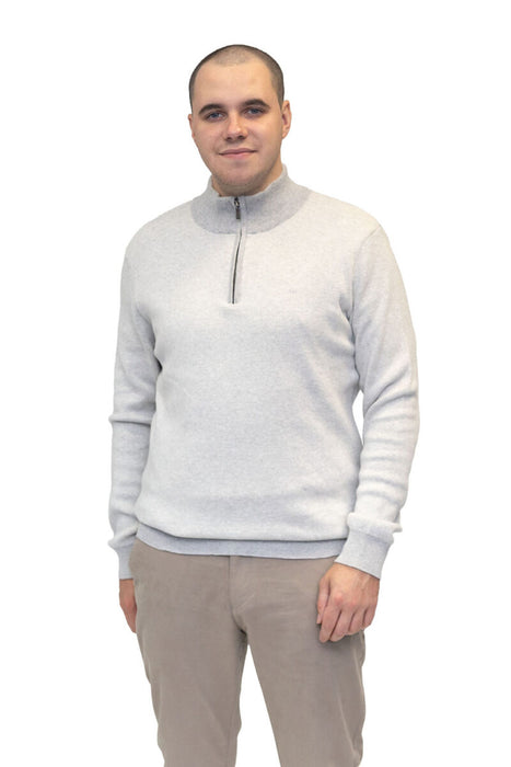 Mineral River 1/4 Zip Knitwear - Ecru/Grey