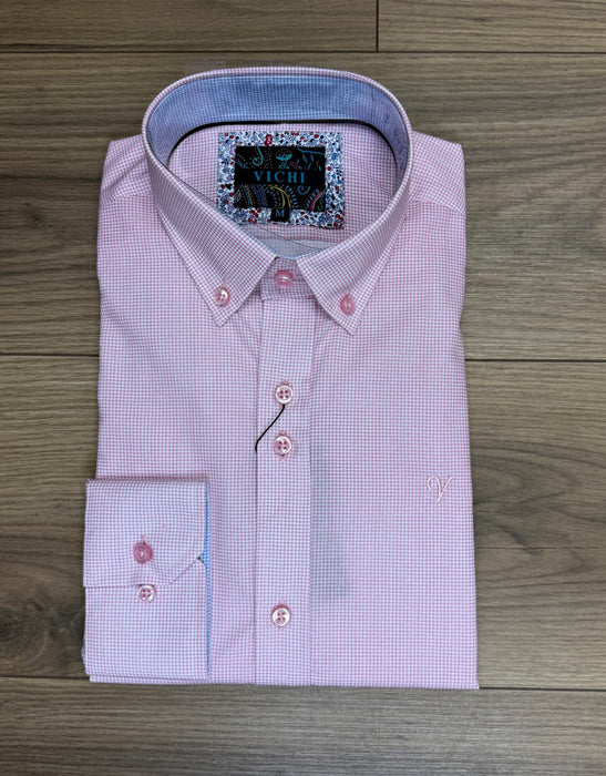 Vichi Tailored Fit Check Shirt - Pink
