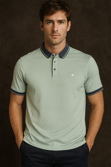 Mineral Marix Tailored Fit Polo Shirt - Green - jjdonnelly