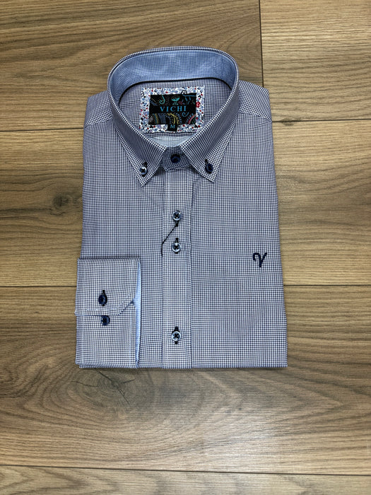 Vichi Tailored Fit Check Shirt - Navy
