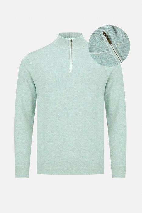 Benetti Julius 1/4 Zip Knitwear - Sage - jjdonnelly