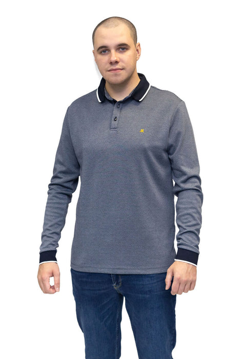 Mineral Leroy Long Sleeved Polo Shirt - Blue