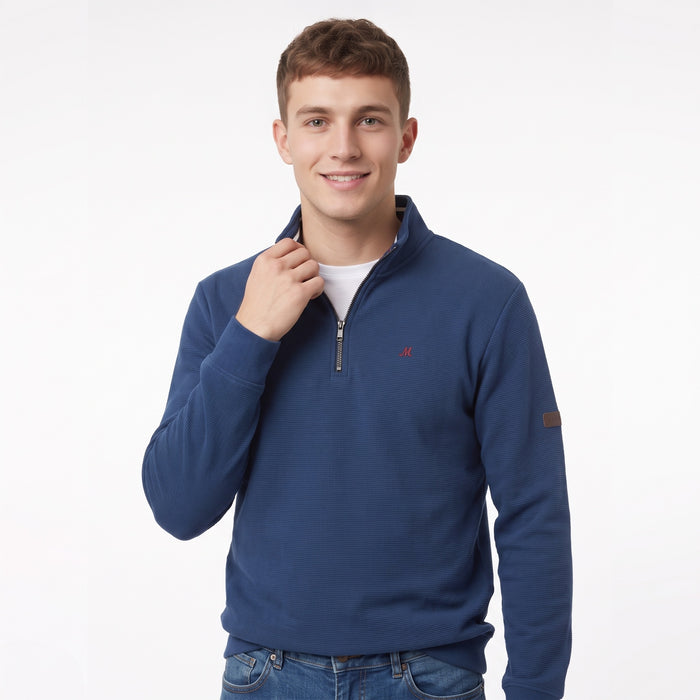 Mineral Brendan Waffle 1/4 Zip - Dark Denim