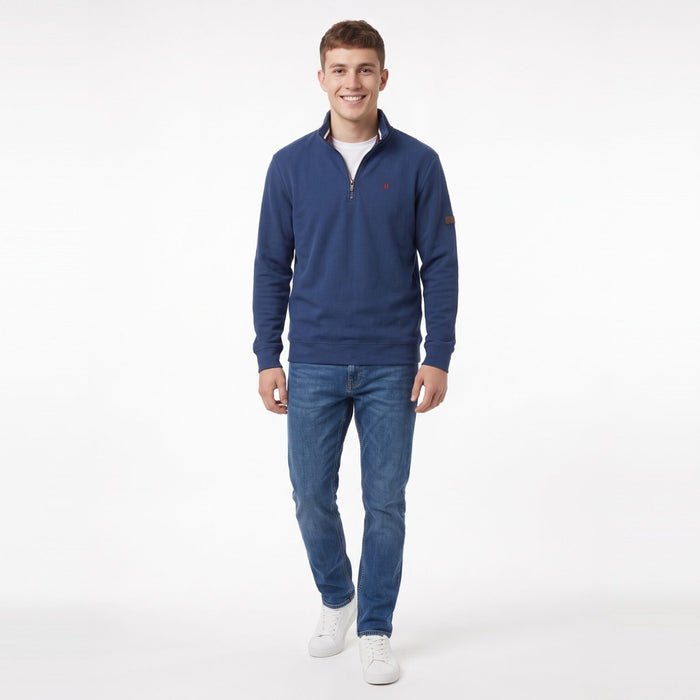 Mineral Brendan Waffle 1/4 Zip - Dark Denim