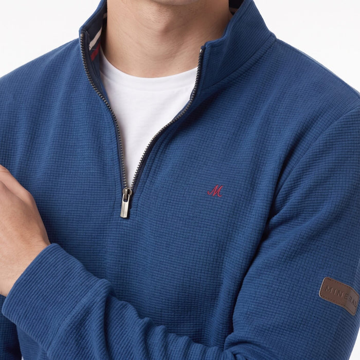 Mineral Brendan Waffle 1/4 Zip - Dark Denim