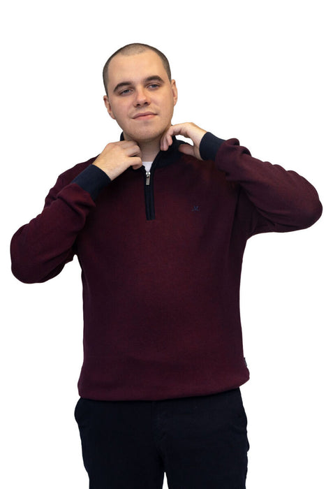 Mineral River 1/4 Zip Knitwear - Dark Burgundy