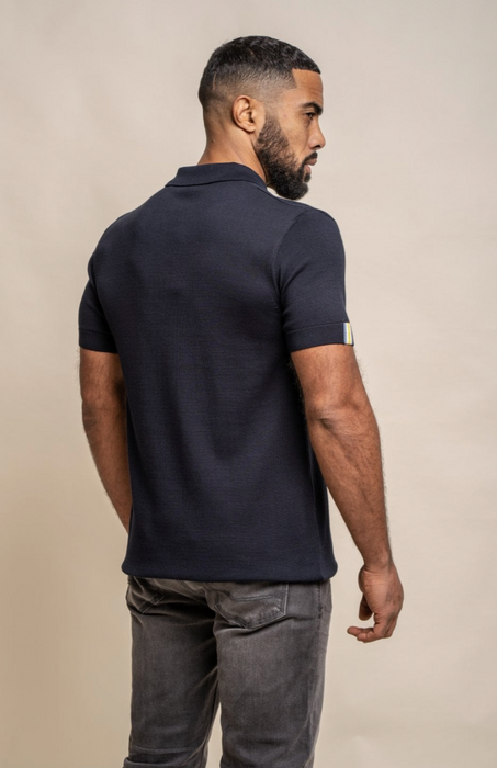 Cavani Dino Knitted Polo Shirt - Navy - jjdonnelly