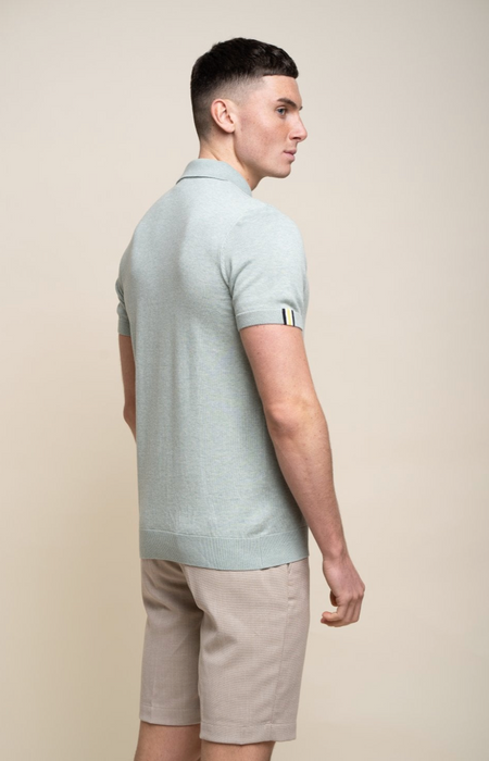 Cavani Dino Knitted Polo Shirt - Almond Green - jjdonnelly