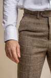 Cavani Albert Check Tweed Trouser - Brown - jjdonnelly