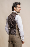 Cavani Albert Check Tweed Waistcoat - Brown - jjdonnelly
