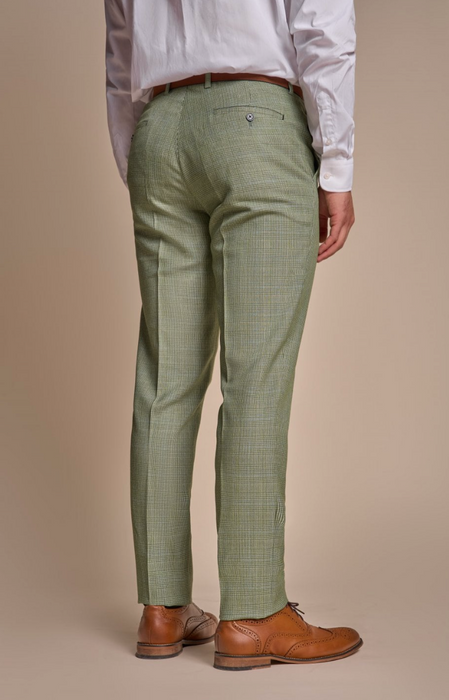 Cavani Caridi Check Trousers - Sage Green - jjdonnelly