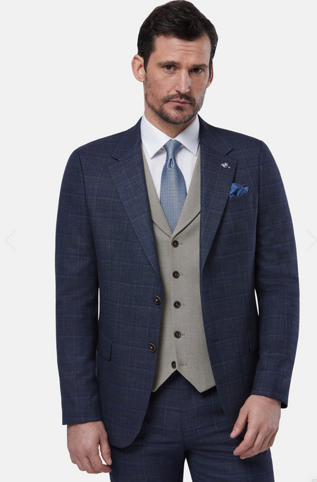 Benetti Oslo Check 3 Piece Suit - Coffee - jjdonnelly