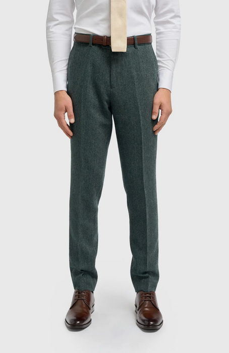 Cavani Thomas Lush Olive Tweed Trousers - jjdonnelly