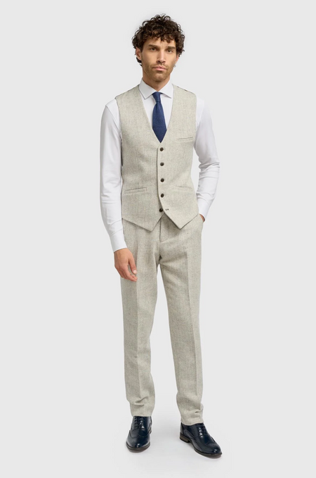 Cavani Thomas Pearl Grey Tweed Waistcoat - jjdonnelly
