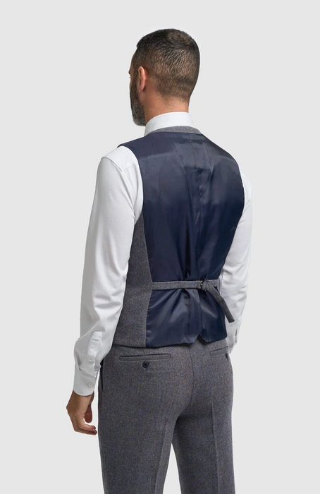 Cavani Thomas Savoy Blue Tweed Waistcoat - jjdonnelly