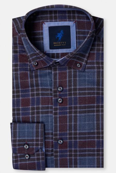 Benetti Eric Check Shirt - Bordo - jjdonnelly