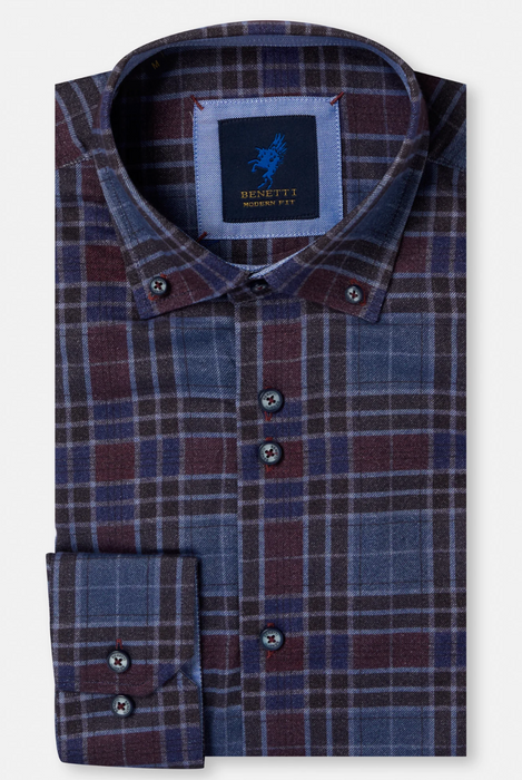 Benetti Eric Check Shirt - Bordo - jjdonnelly