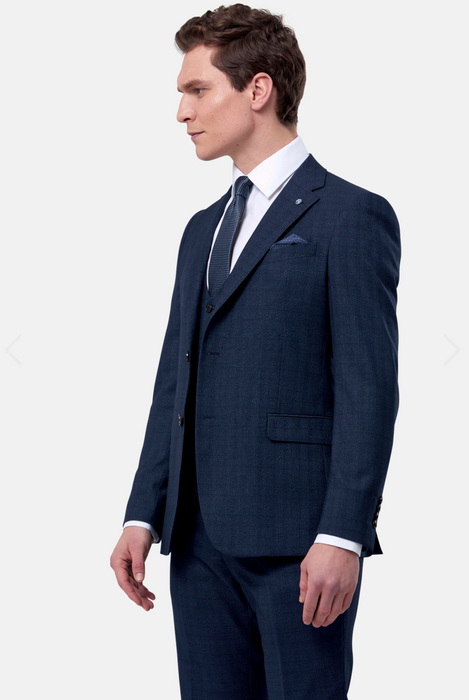 Benetti Phillip Check 3 Piece Suit - Indigo
