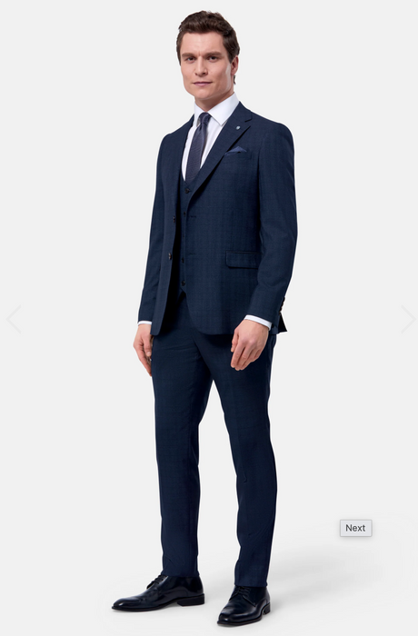Benetti Phillip Check 3 Piece Suit - Indigo