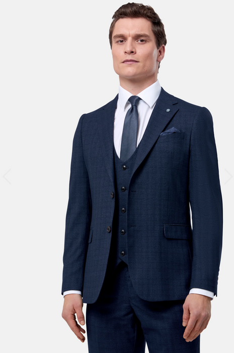 Benetti Phillip Check 3 Piece Suit - Indigo