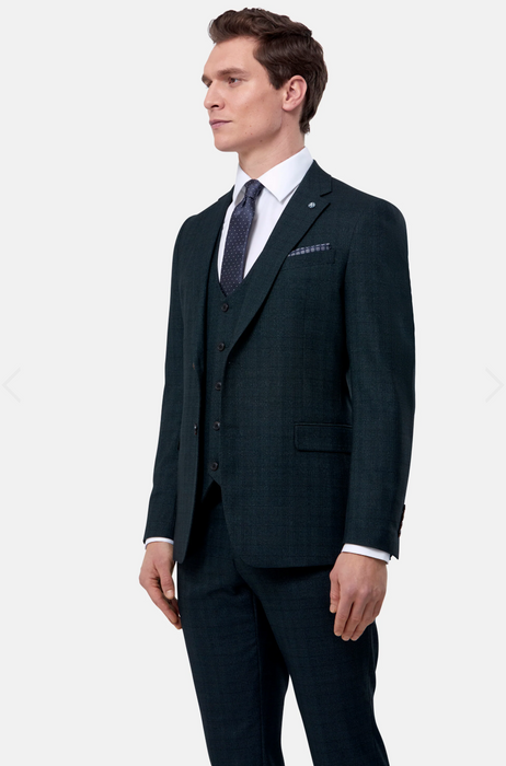Benetti Phillip Check 3 Piece Suit - Forrest Green