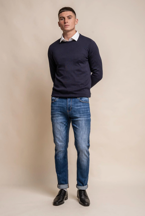 Cavani Crew Neck Knitwear - Navy