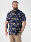 Duke Davey Printed Short Sleeve Shirt - Navy - jjdonnelly