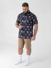 Duke Davey Printed Short Sleeve Shirt - Navy - jjdonnelly