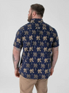 Duke Davey Printed Short Sleeve Shirt - Navy - jjdonnelly