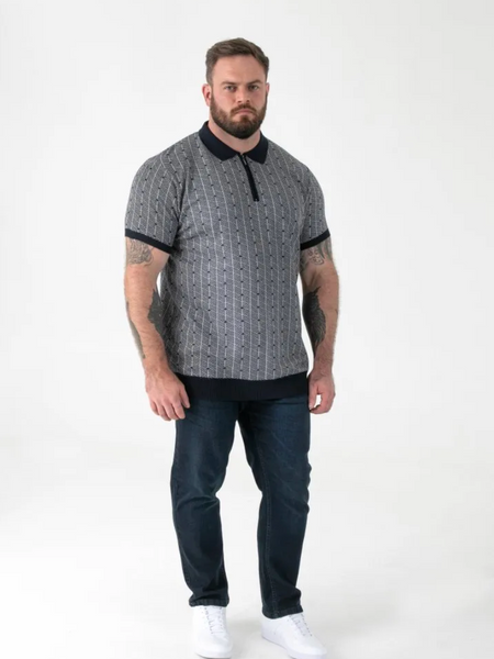 Duke Perry Knitted Polo Shirt - Navy - jjdonnelly