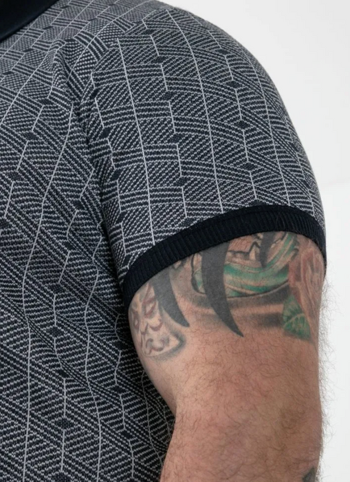 Duke Perry Knitted Polo Shirt - Navy - jjdonnelly