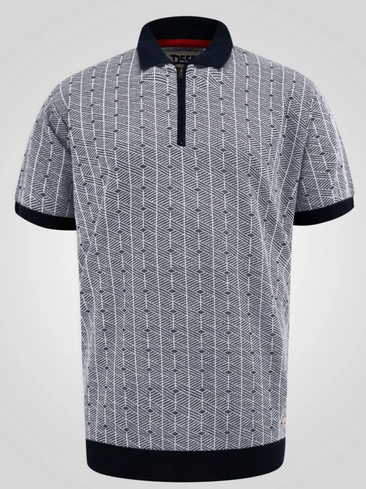 Duke Perry Knitted Polo Shirt - Navy - jjdonnelly