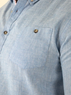 Duke Clarke Linen Mix Short Sleeve Shirt - Blue - jjdonnelly