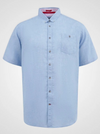 Duke Clarke Linen Mix Short Sleeve Shirt - Blue - jjdonnelly