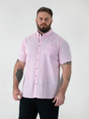 Duke Clarke Linen Mix Short Sleeve Shirt - Pink - jjdonnelly