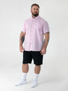 Duke Clarke Linen Mix Short Sleeve Shirt - Pink - jjdonnelly