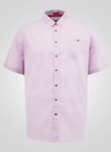 Duke Clarke Linen Mix Short Sleeve Shirt - Pink - jjdonnelly