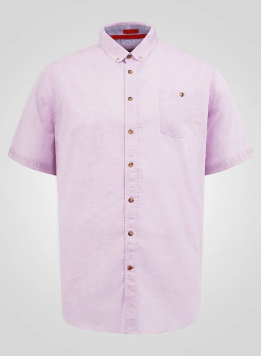 Duke Clarke Linen Mix Short Sleeve Shirt - Pink - jjdonnelly