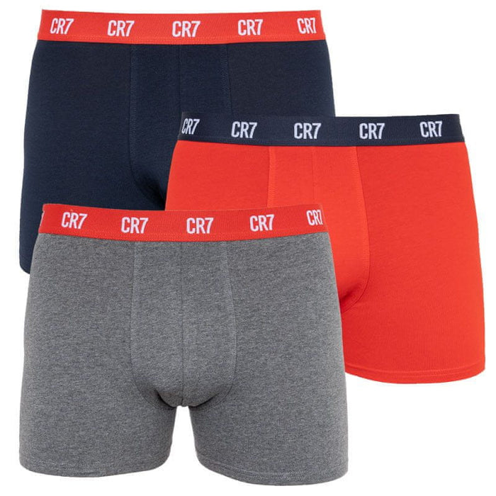 CR7 Cotton 3 Pack Trunk - Grey/Red/Navy - jjdonnelly