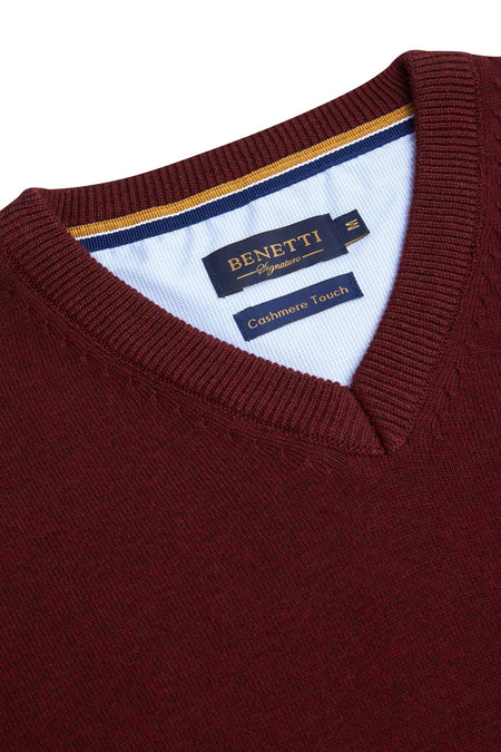 Benetti V-Neck knitwear - Ruby (Wine) - jjdonnelly