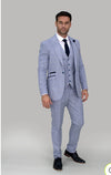 Cavani Caridi 3 Piece Check Suit - Sky Blue - jjdonnelly