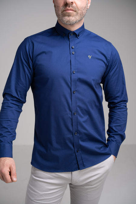 Vichi Slim Fit Stretch Shirt - Navy - jjdonnelly