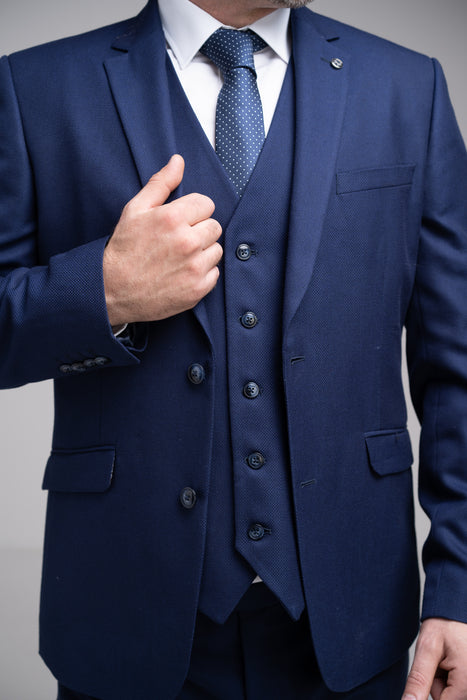 Vichi Anchor 3 Piece Tailored Fit Suit - Navy - jjdonnelly