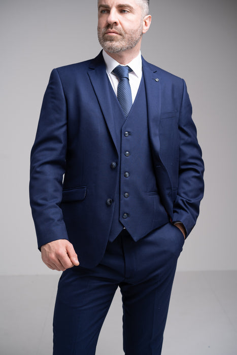 Vichi Anchor 3 Piece Tailored Fit Suit - Navy - jjdonnelly